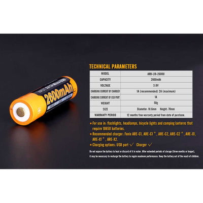 Fenix ARB-L18-2600U USB Rechargeable Battery