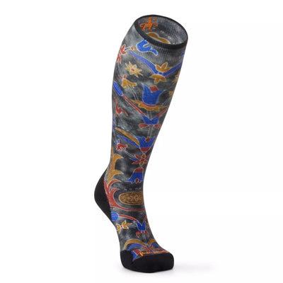Smartwool Ski Targeted Cushion Royal Floral Print OTC Women’s Ski Sock