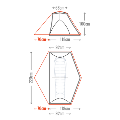 Mont Moondance 1 Tent dimensions diagram