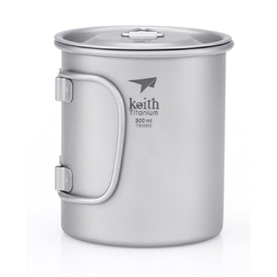 Keith Single-Wall Titanium Mug w Handle and Lid 300mL
