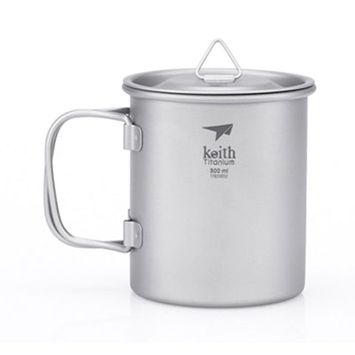 Keith Single-Wall Titanium Mug w Handle and Lid 300mL