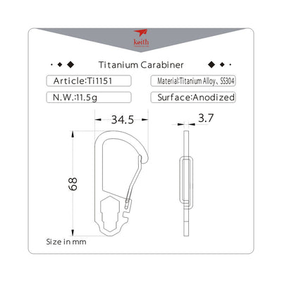 Keith Titanium Ruler Carabiner