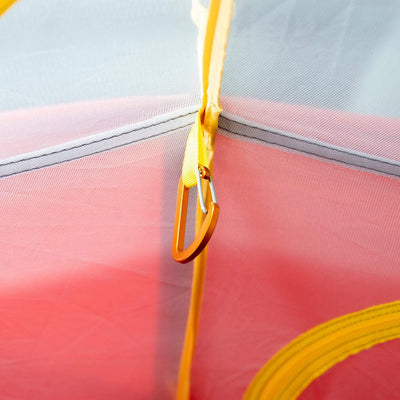 Carabiner attachment in ceiling for lamp