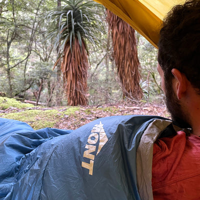 Flynn Jackman on the Overland track with Warmlite sleeping bags and Moondance 2 Tent