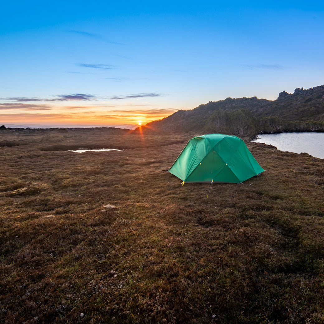 The Mont Dragonfly Tent at sunset, Tasmania. By Geoff Murray