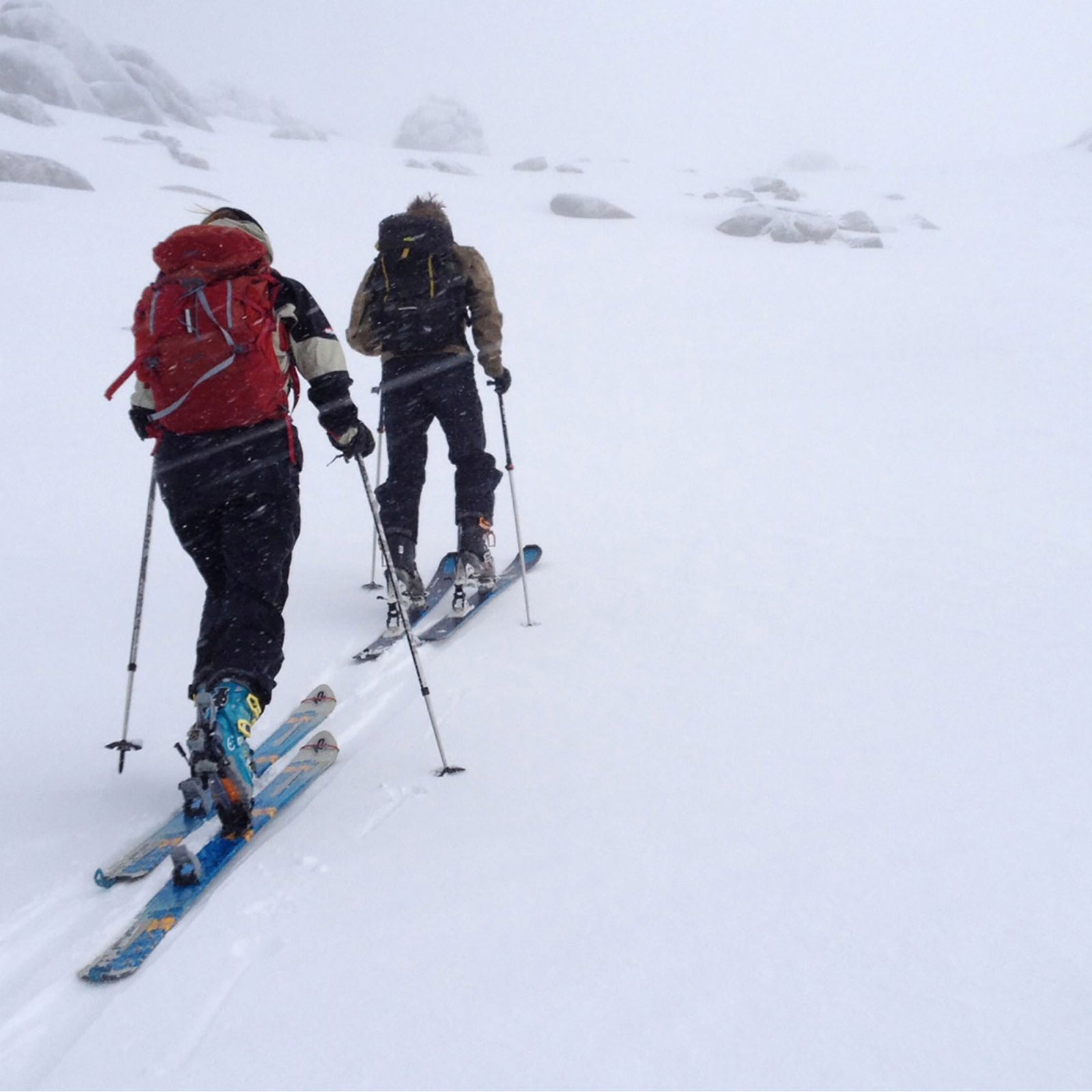 Mont staff members navigating in poor weather on the New South Wales Main Range.