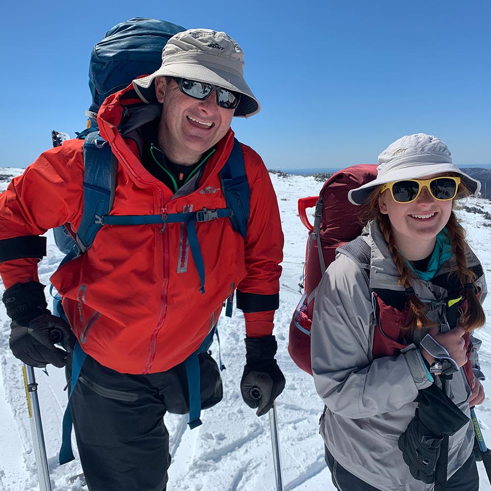 Michael and Matilda Milton on the NSW Snowy Mountains.