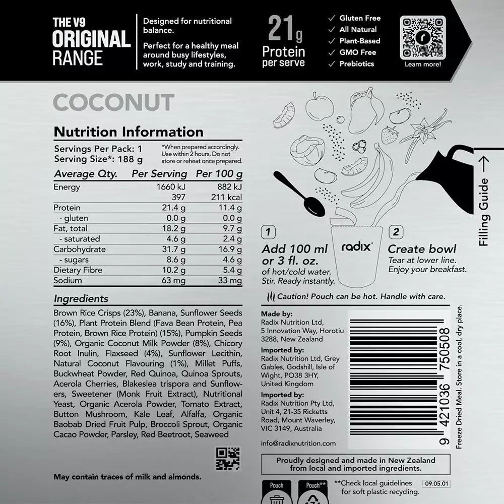 Radix Nutrition ORIGINAL 400kcal Breakfast Meal V9