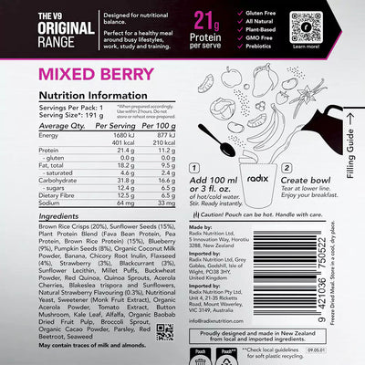 Radix Nutrition ORIGINAL 400kcal Breakfast Meal V9