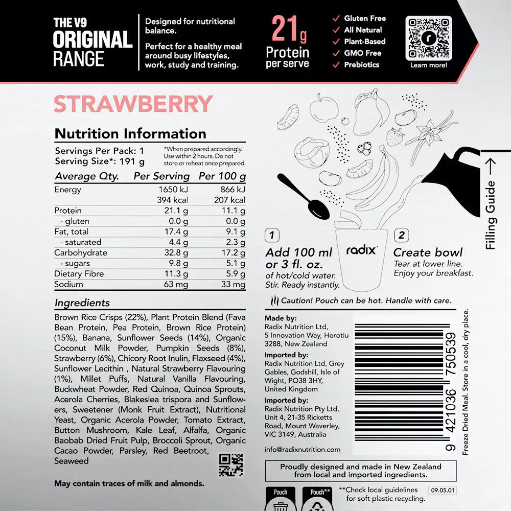 Radix Nutrition ORIGINAL 400kcal Breakfast Meal V9