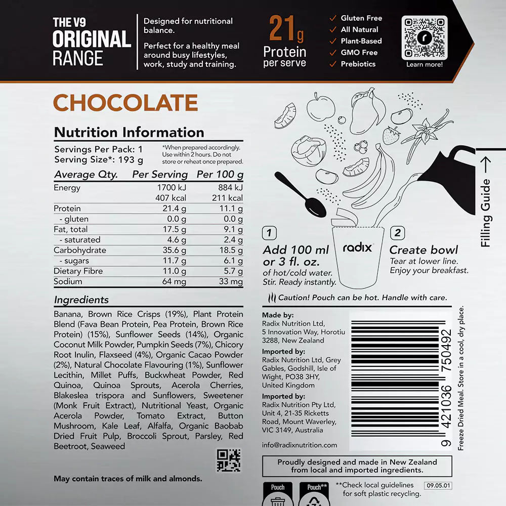 Radix Nutrition ORIGINAL 400kcal Breakfast Meal V9
