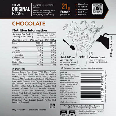 Radix Nutrition ORIGINAL 400kcal Breakfast Meal V9