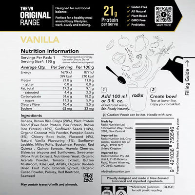 Radix Nutrition ORIGINAL 400kcal Breakfast Meal V9