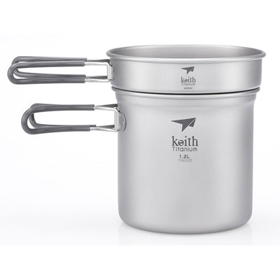 Keith 2-Piece Titanium Pot and Pan Cook Set 1.2L + 400ml