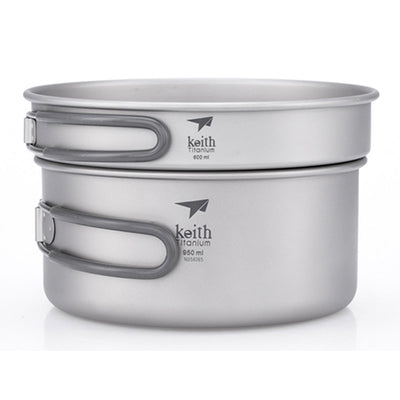 Keith 2 Piece Titanium Pot and Pan Cookset 950ml + 600ml