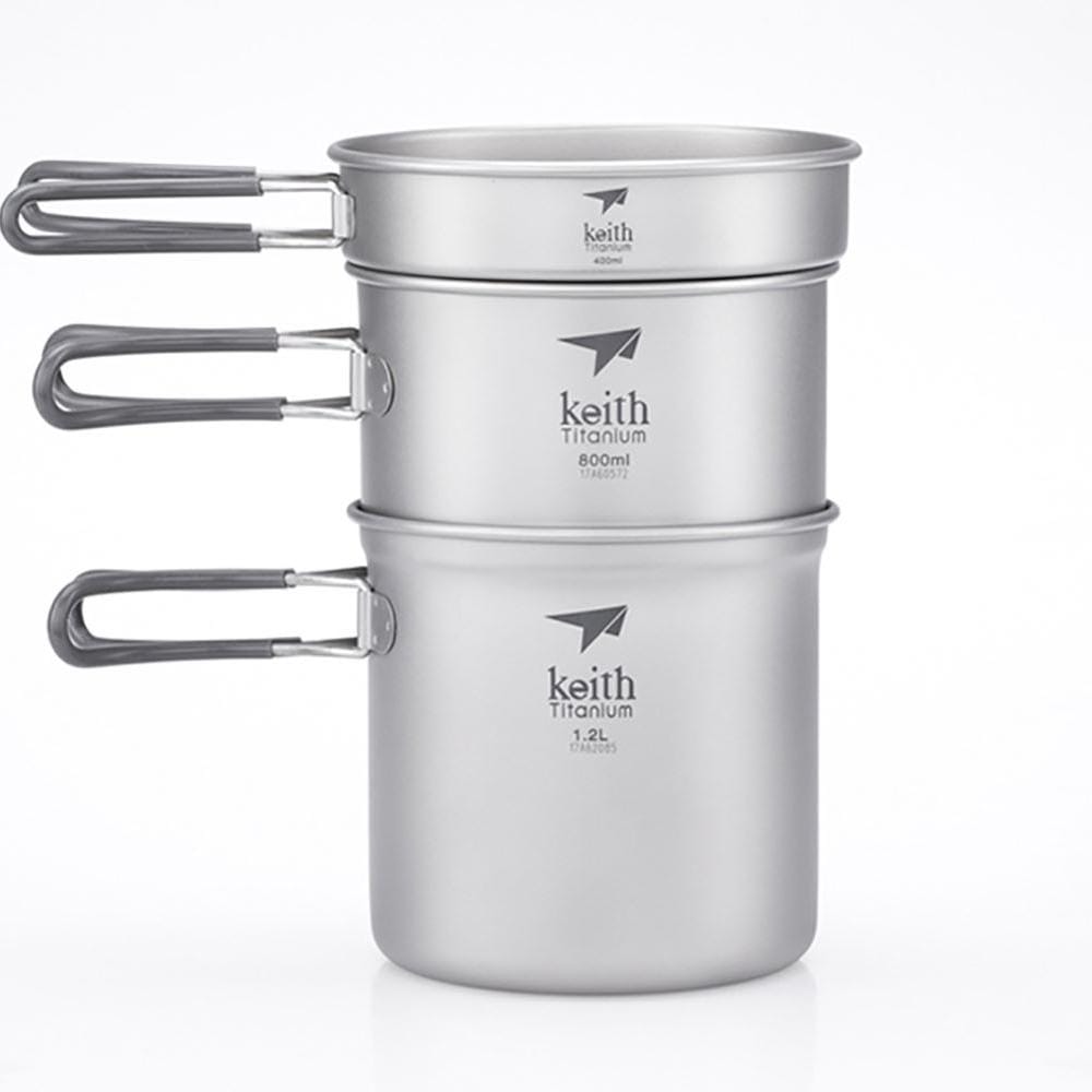 Keith 3-Piece Titanium Pot and Pan Cook Set 1.2L
