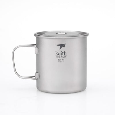 Keith Single-Wall Titanium Mug w Handle and Lid 600mL