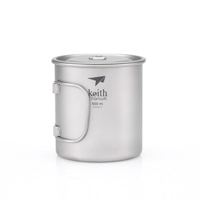 Keith Single-Wall Titanium Mug w Handle and Lid 600mL