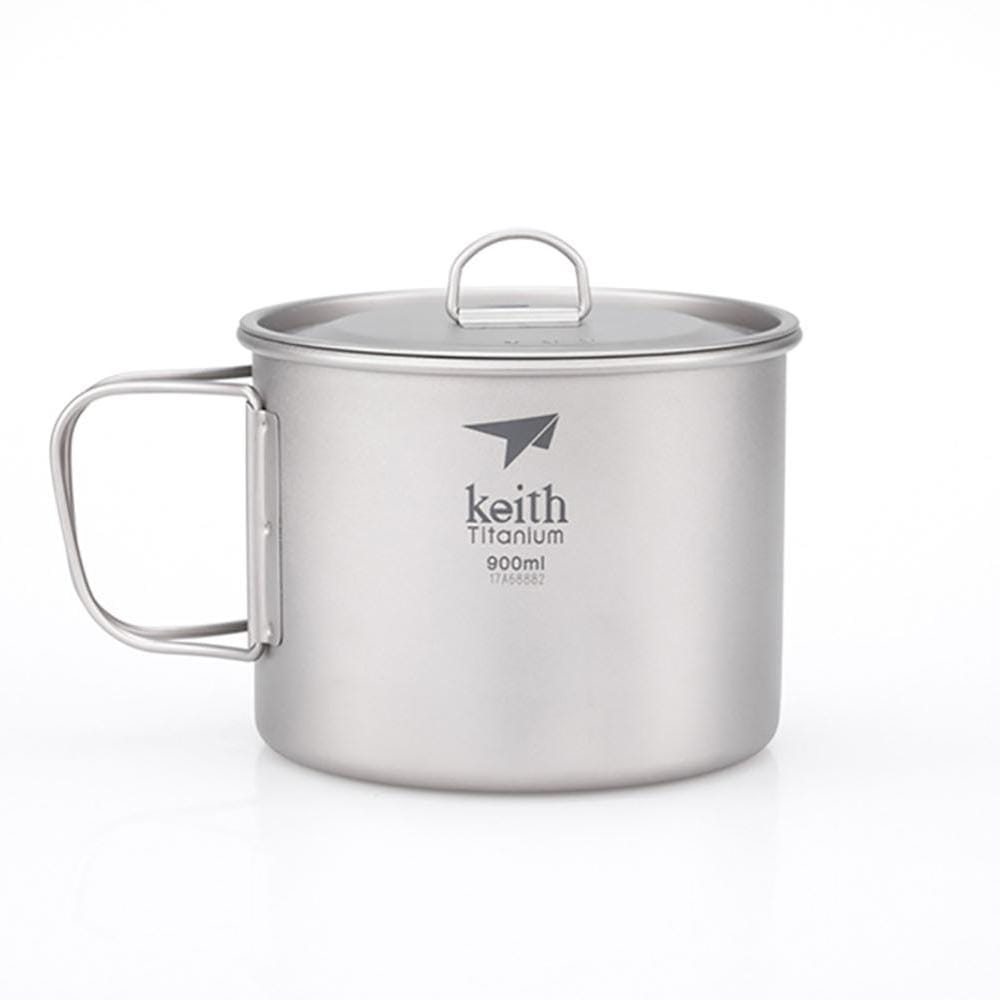 Keith Single-Wall Titanium Mug w Handle and Lid 900mL