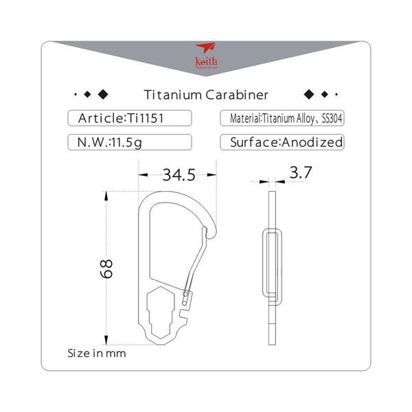 Keith Titanium Ruler Carabiner