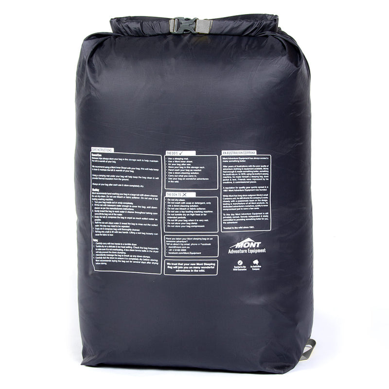sleeping bag storage sack with roll top closure